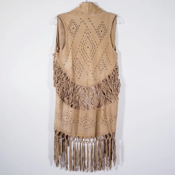 Mahiya Nomad Suede Fringe Vest Tan - Picture 5 of 17